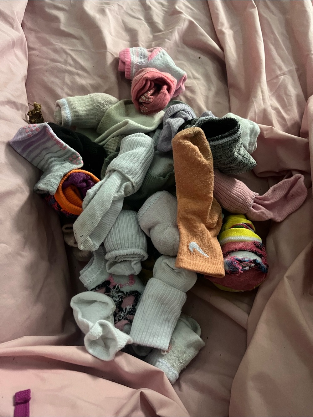 Kids Assorted Crew Socks - Pink, White, Orange, Gray - Mixed Brand